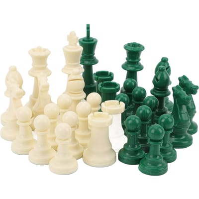 32 STUKS Internationale Schakstukken Groen en Wit Schakfiguren Viltbodem Plastic Schakfiguur beige