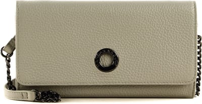 MANDARINA DUCK Leren Kaarthoes Schoudertas Mellow Leather Wallet Bag Pearl Lichtgrijs