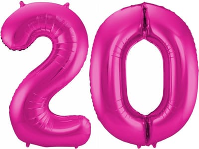 Cijfer ballonnen - Verjaardag versiering 20 jaar - 85 cm - roze