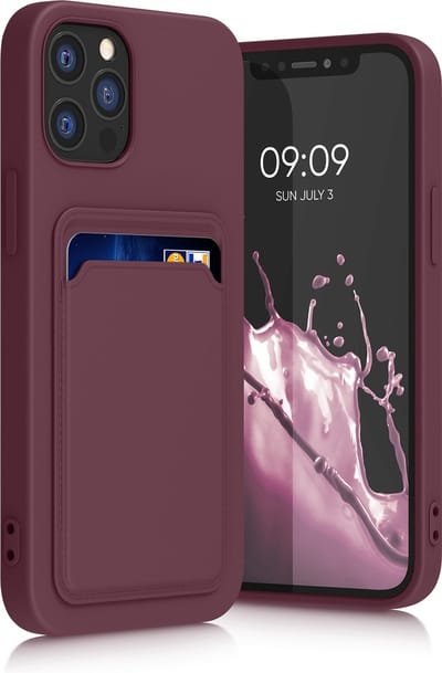 kwmobile telefoonhoesje geschikt voor Apple iPhone 12 / iPhone 12 Pro - Hoesje met pasjeshouder - TPU case in wijnrood
