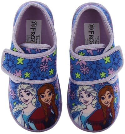 Frozen - Pantoffels kinderen voor meisjes - Anna en Elsa Sloffen kind met klittenbandsluiting - Schoenen van 2 tot 8 jaar - Maat 25 - Blauw