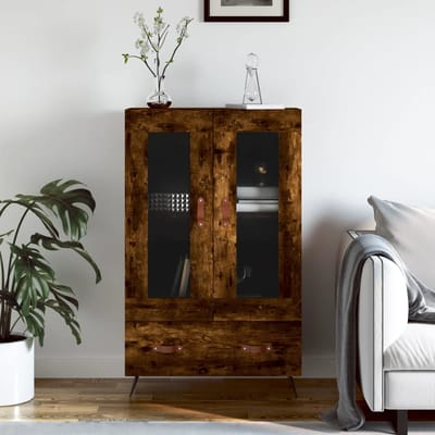 vidaXL - Hoge - kast - 69,5x31x115 - cm - bewerkt - hout - gerookt - eikenkleurig
