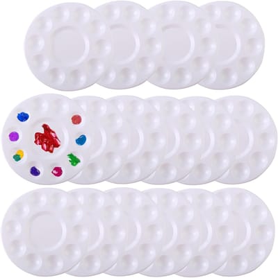 16-delige mengpalet set voor kinderen en studenten, ronde plastic verftray voor olie- en acrylverf, ideaal voor schilderprojecten en kunstactiviteiten