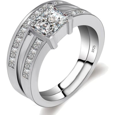 Diamanten Micro Inleg Ring Europese en Amerikaanse Ring Stijl Trouw Diamanten Ring Ring Ring Zirkonia Koppelring No. 10 gray
