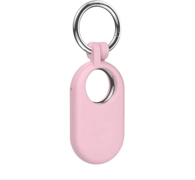 Hoesje geschikt voor Samsung SmartTag 2 - Tag sleutelhanger - Siliconen case - SmartTag protector - Hanger - Spullen kwijtraken - Lichtroze - Jonyx