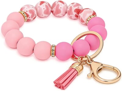 sleutelhanger armband vrouwen siliconen kralen autosleutelhanger voor meisjes, schattige sleutelhanger verjaardagscadeau