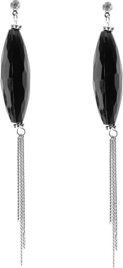 Behave - Zilverkleurige oorbellen met zwarte hanger - Strakke en moderne uitstraling