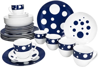 MamboCat 30-delig combinatieservies PULA DARK BLUE porselein 6 person