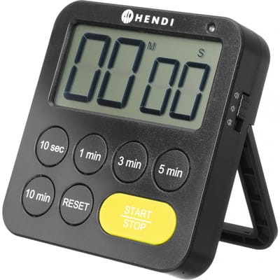 HENDI Multifunctionele keukentimer – 3 alarmmodi – magnetisch – zwart – 88 mm
