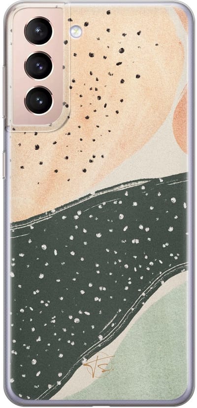 Hoesje geschikt voor Samsung Galaxy S21 Plus - Abstract peach - Soft Case - TPU - Print - Multi - Mooie Telefoonhoesjes