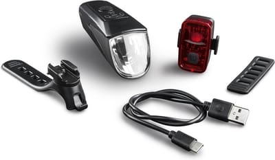 CRIVIT Fietslampenset voor en achterlamp - Spatwaterdicht - Ledlamp - Oplaadbaar