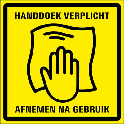 Handdoek gebruiken verplicht bord - kunststof 400 x 400 mm