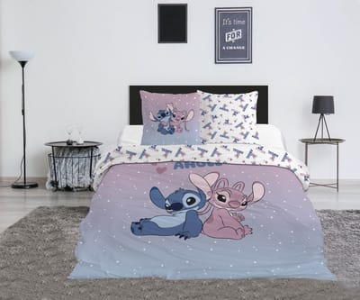 Beddengoed Stitch & Angel Disney 200x200 cm + 2 Slopen 65x65 cm Katoenmix Omkeerbaar
