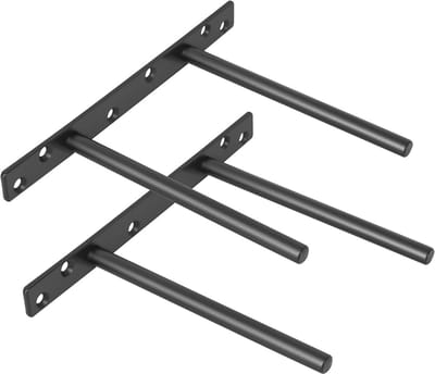 Verstevigde Floating Shelf Steunen voor Wandbevestiging - 150MM - 2 Stuks - Zwart Metaal