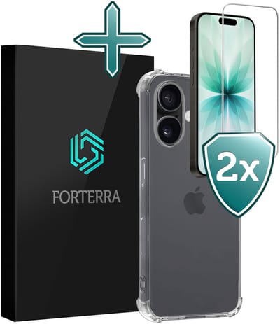 Hoesje Met Screenprotector - Geschikt voor Apple iPhone 17 - Sterk & Shockproof - Back Cover - Siliconen Case - Telefoon Hoes - Shock Proof - Transparant