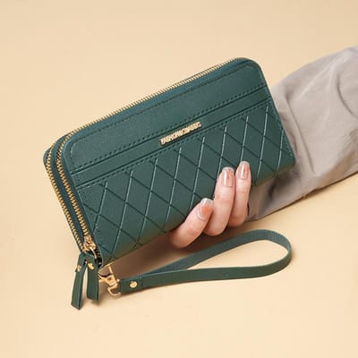 Nieuwe lange damesportemonnee, Koreaanse versie, eenvoudige dubbele ritssluiting, portemonnee met meerdere vakjes voor muntjes en pasjes. gray