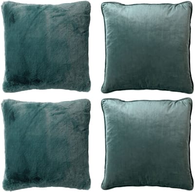 Dutch Decor - KUSSENSET - 4-delig Soft Textures - 45x45 cm - inclusief binnenkussens - groen - Met Ritssluiting – Decoratie Kussens - Comfortabele kussentjes voor op de Bank
