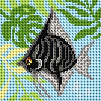 Borduurpakket HALVE KRUISSTEEK PAKKET - ORCHIDEA - CORAL REEF FISH - 26 x 26 cm