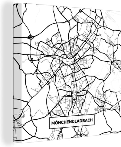 Canvas Schilderij Mönchengladbach - Plattegrond - Kaart - Stadskaart - 20x20 cm - Wanddecoratie