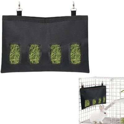 1 stuk - Hooivoerzak - Konijn Hooivoerzak - Textiel Hooi-Voerhouder Voor Cavia En Knaagdieren - Hangende voerzak - Hooiopbergzak - Makkelijk schoon te maken - Geschikt voor konijnen, chinchilla's en hamsters - Zwart - 46*30 cm - Geen hooi