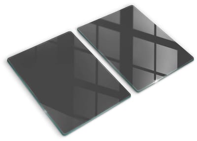 Wallfluent Glazen Snijplanken - Grijs Snijplanken Glas - 2 stucks 40 cm x 52 cm - Donkergrijs Snijplanken van Glas - Glazen Snijplank - Snijplank van Glas met Print - Antislip Keuken Snijplank Glas