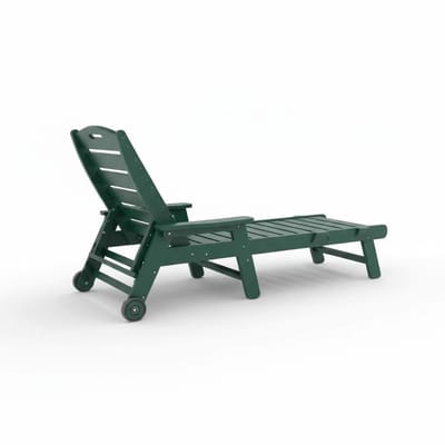 Danky Opklapbare Ligstoel met Wielen - 5-standen Verstelbare Buitenligstoel - Inklapbare Zonneligstoel voor Tuin, Zwembad, Strand & Camping - Groen - met Wieltjes