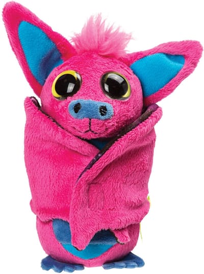 Suki Gifts Pluche knuffeldier vleermuis - roze/blauw - 17 cm - speelgoed