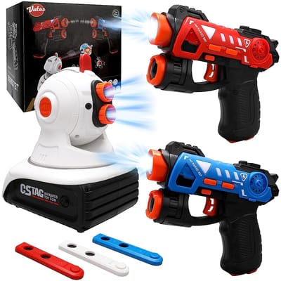 CSTAG Projector Eend UFO Jacht Schietspel Kinderen Cadeaus Speelgoed Voor Jongens Laser Tag Infrarood Mini Pistool Geweren Battle Game Binnen red