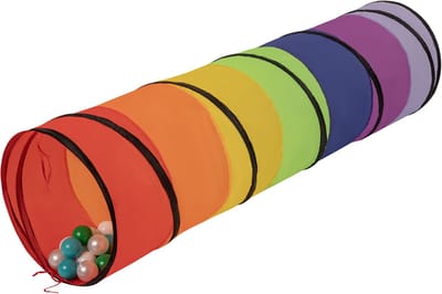Selonis Jongens En Meisjes Speeltunnel met 400 ballen - Opvouwbaar Ontwerp Met Draagtas Van Polyester 46x170 cm - Maakt Kruipen Leuk En Ondersteunt Motorische Ontwikkeling - Meerkleurig:Turkoois/Wit/Parel/Groen/Mint