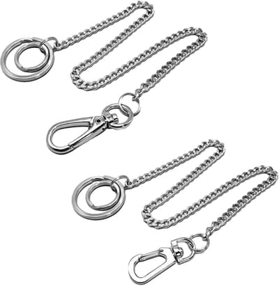 Dailygoods- Portemonneeketting Set van 2 - Sleutelhanger Ringen - Roestvrij Staal - 38 cm - Duurzaam - Robuust en Slijtvast