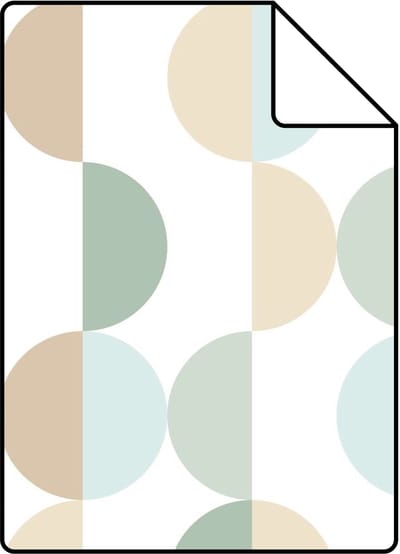 Proefstaal ESTAhome behang grafisch motief vergrijsd groen, lichtblauw en beige - 26.5 x 21 cm - 139620-S