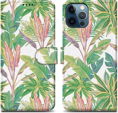 Cadorabo Hoesje geschikt voor Apple iPhone 12 PRO MAX - Design Groen Regenwoud No. 8 - Beschermhoes Case Cover met magnetische sluiting, standaardfunctie en kaartvakje