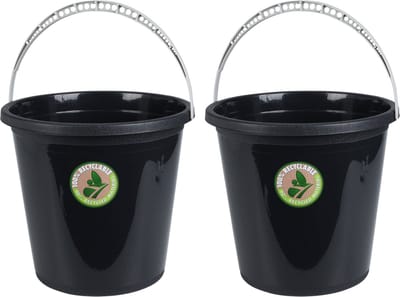 Storage Solutions emmers 2x stuks - 10L- gerecycled kunststof - Zwart