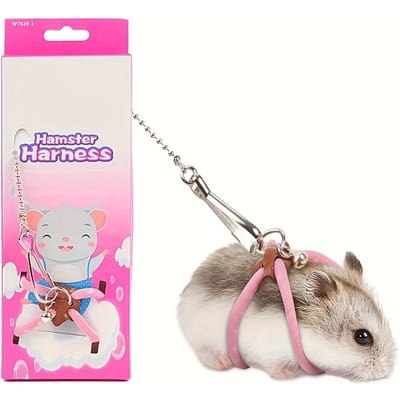 Nylon Riem voor Hamsters met Een Bel - Perfect voor Training en Speeltijd, Wasbaar in de Machine, Geschikt voor Hamsters, Ratten, Eekhoorns en Gerbils XS roze