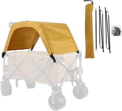 Wagen Canopy - Wagenhoes Zonnedak - Buiten Beschermen - Waterdicht Oxford Doek - 47x87x38cm - Geel