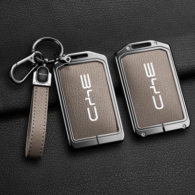Zinklegering Leer Auto NFC Kaart Afstandsbediening Sleutelhoes Fob Hoesje Voor Byd Tang Dm Han Ev Song Pro Qin Plus Dmi Auto Sleutelhanger Accessoires gray