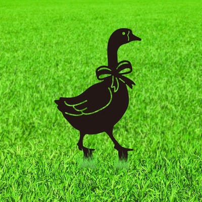 Decoratieve metalen tuinsteker in de vorm van een vlinderdas - elegant zwart ganzen silhouet voor buiten - grappig cadeau voor dierenliefhebbers - tuindecoratie voor terras en gazon