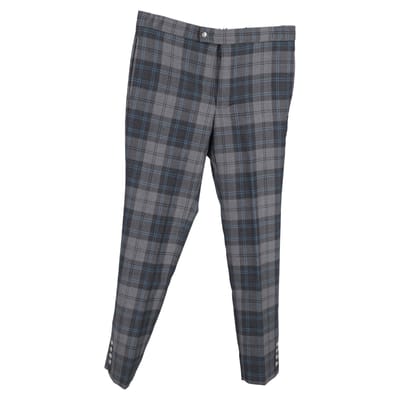 Moncler geruite slim-fit broek met middelhoge taille in grijze wol