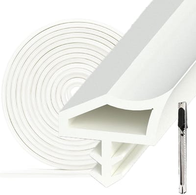SnelShoppen - Deurafdichting voor Geluidsisolatie en Luchtdichtheid, Witte Houten Frame, Dichtband voor Deuren en Ramen, 5 Meter, Perfect voor Thuisge