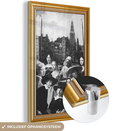 MuchoWow® Glasschilderij 40x60 cm - Schilderij acrylglas - Kunst - Schilder - Lijst - Goud - Foto op glas - Schilderijen