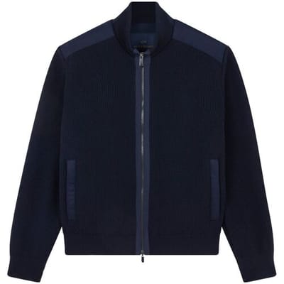 Paul & Shark Vest Typhoon Re4x4 Soft Cool Touch Wool Full Zip Donker Blauw / male