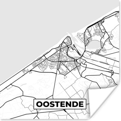 Poster België – Oostende – Stadskaart – Kaart – Zwart Wit – Plattegrond - 100x100 cm XXL