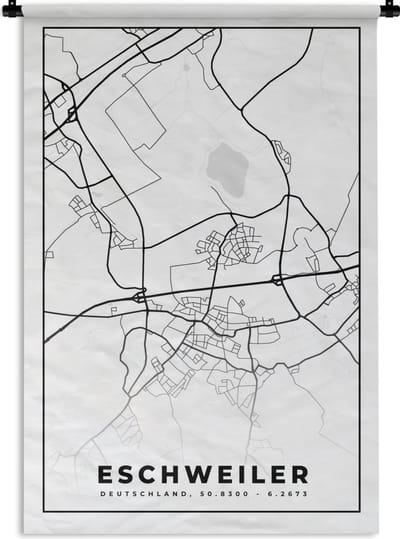 Wandkleed - Wanddoek - Stadskaart - Plattegrond - Eschweiler - Kaart - 120x180 cm - Wandtapijt