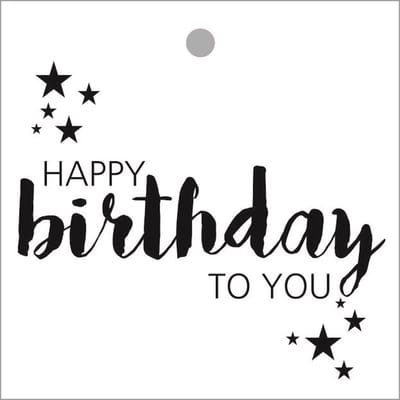Luxe Bloemenkaartje - Cadeaukaartje - Label - Wenskaartje - 7x7cm - Wit - Happy Birthday - 20 Stuks - Met Boorgaatje