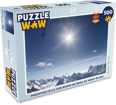 Puzzel Prachtige felle zon boven de berg de Mont Blanc - Legpuzzel - Puzzel 500 stukjes