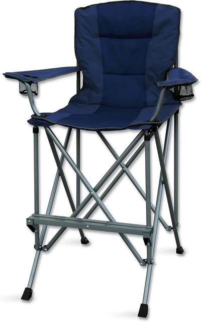 Hoge Klapstoel - Buitenkruk Barhoogte - Kamperen en Patio - Inklapbaar met Voetsteun - 32 Inch Zithoogte - Blauw
