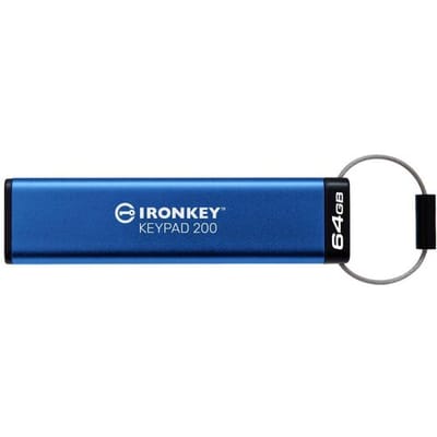 Kingston IronKey Keypad 200 USB-stick Retail 64 GB Blauw IKKP200/64GB USB-A 3.2 Gen 1