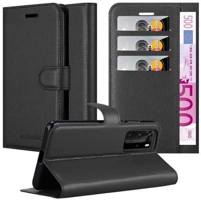 Cadorabo Hoesje geschikt voor Huawei P40 in PHANTOM ZWART - Beschermhoes met magnetische sluiting, standfunctie en kaartvakje Book Case Cover Etui