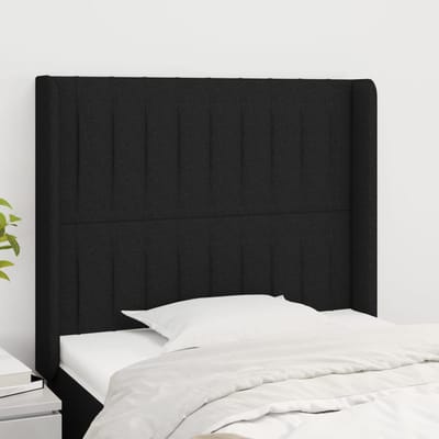 vidaXL - Hoofdbord - met - randen - 93x16x118/128 - cm - stof - zwart