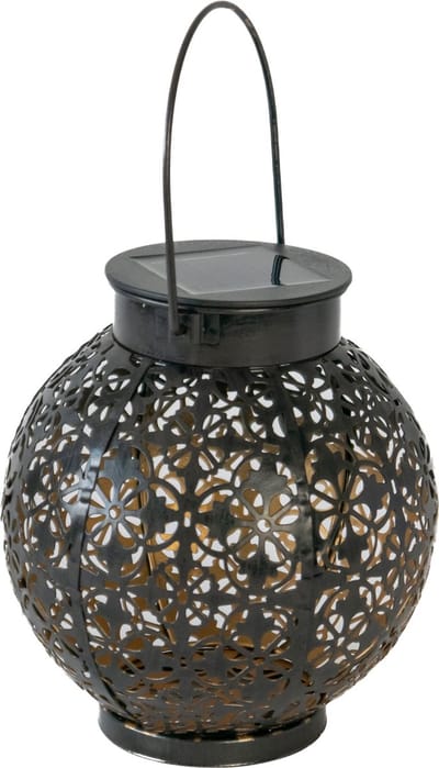 Intirilife Zonnelantaarn Zonne metalen lamp in Zwart - 15.5 x 16.5 cm - Buitenverlichting voor het decoreren van balkons en tuinen